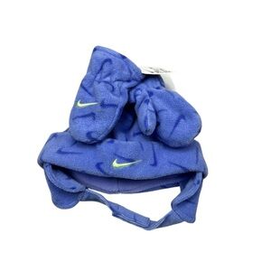 Nike Toddler Fleece Blue Mittens and Hat Set